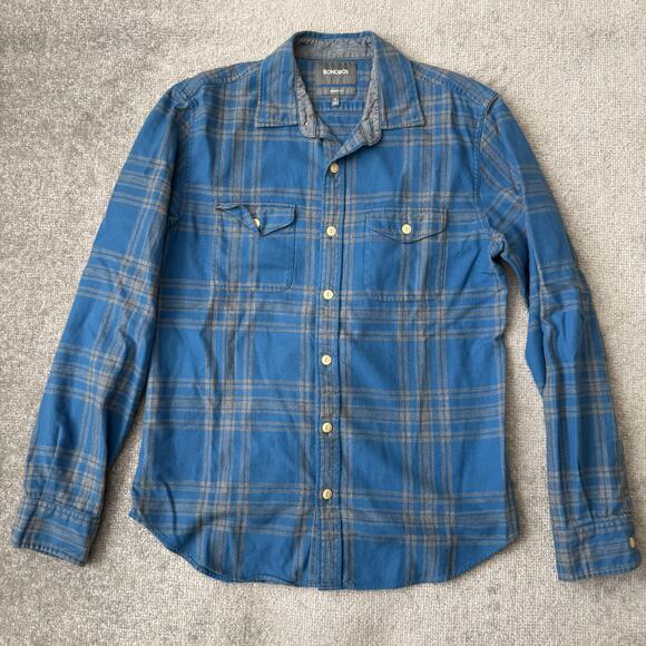 Bonobos Other - Bonobos Shirt Mens Small Blue Gray Plaid Flannel Button Up Long Sleeve Casual
